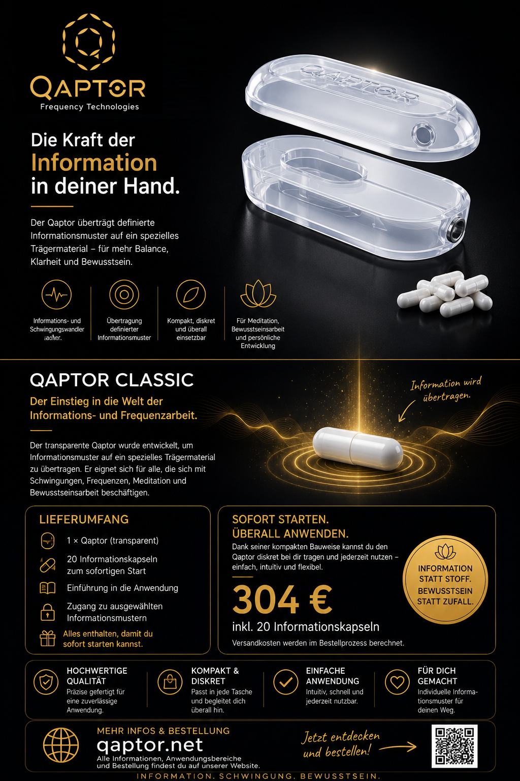 Qaptor Classic Flyer mit Produktinformationen und Lieferumfang